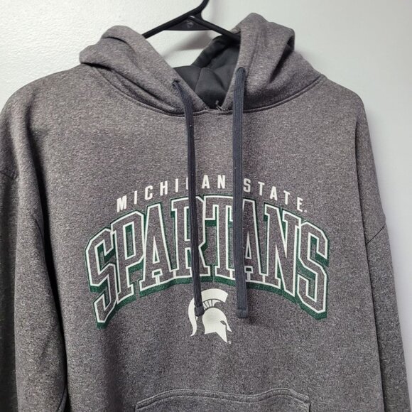 MSU Spartan Michigan State University Hoodie Mens Large 42 44 Green Gray Big Ten - Picture 2 of 7